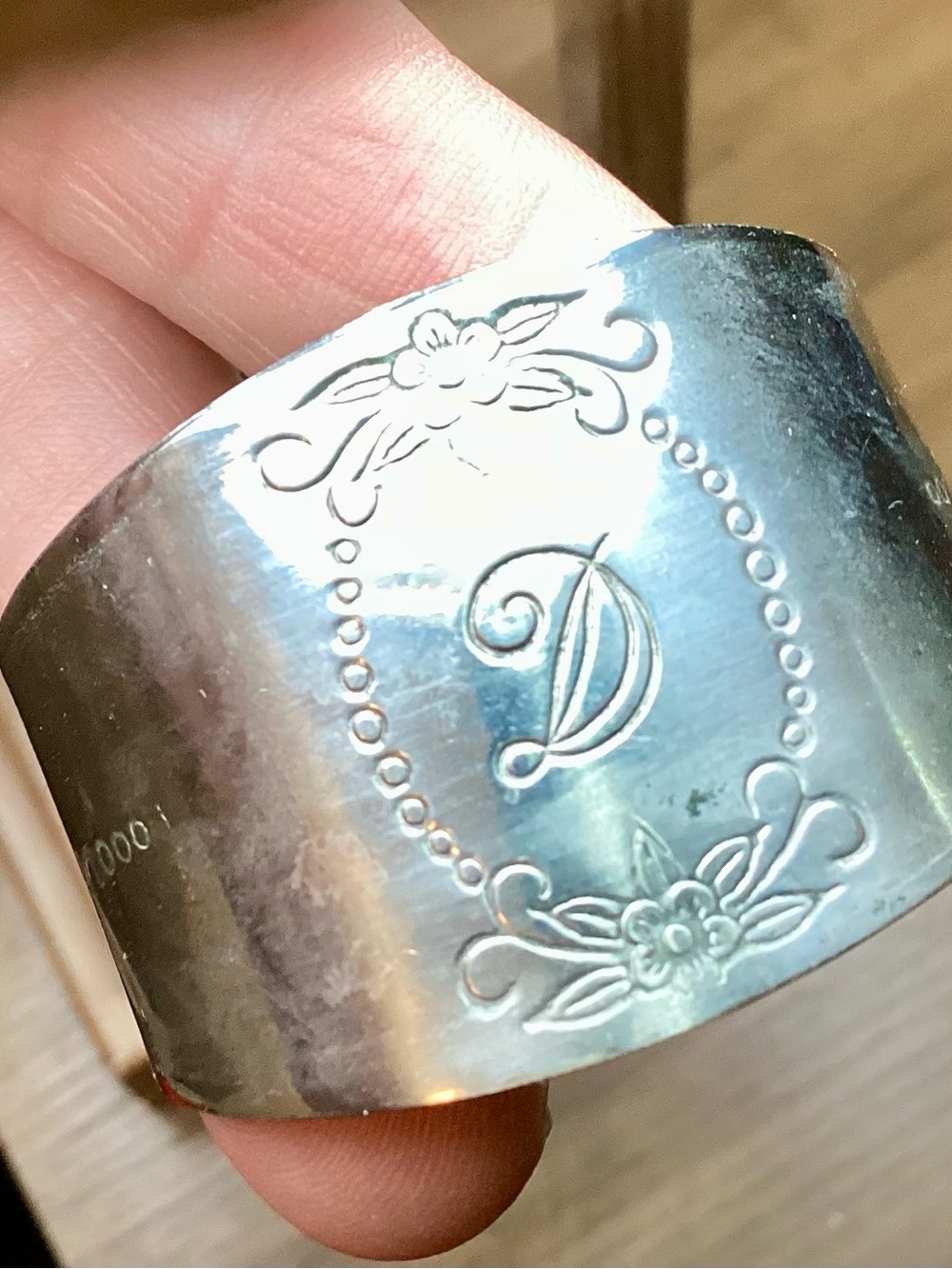 Napkin Rings Monogrammed “D” set of 7